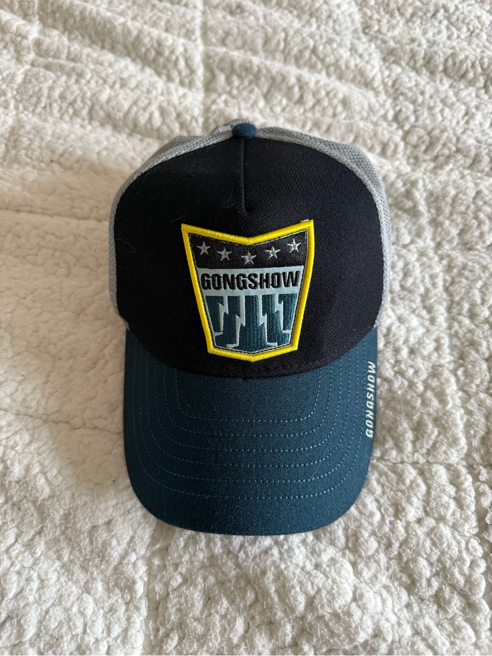 Men's Black and Teal Patch Trucker Hat